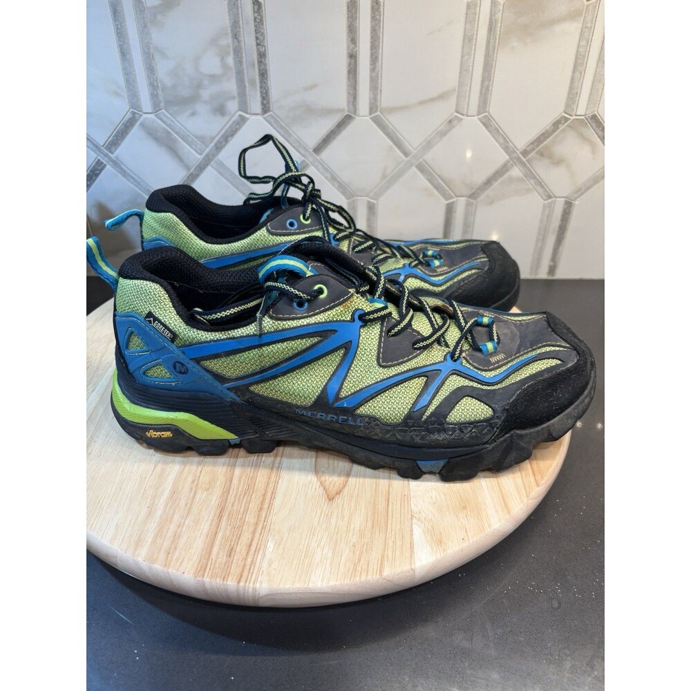 Merrell J65037 Capra Sport Black/Lime Green Hiking Shoe Mens 10 Gore-Tex Vibram